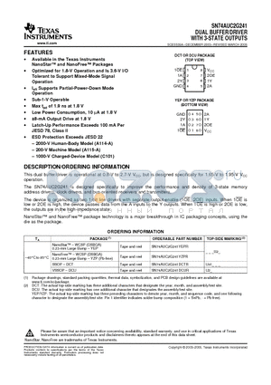 74AUC2G241DCURE4 datasheet - DUAL BUFFER/DRIVER WITH 3-STATE OUTPUTS