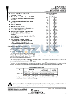 74AUCH16244DGGRE4 datasheet - 16-BIT BUFFER/DRIVER WITH 3-STATE OUTPUTS