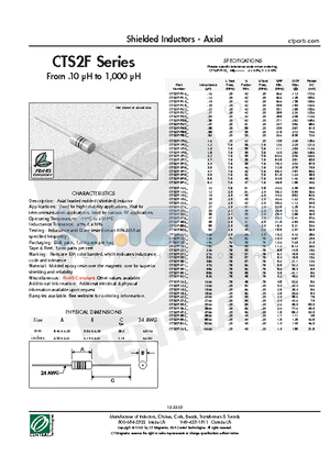 CTS2F datasheet - Shielded Inductors - Axial