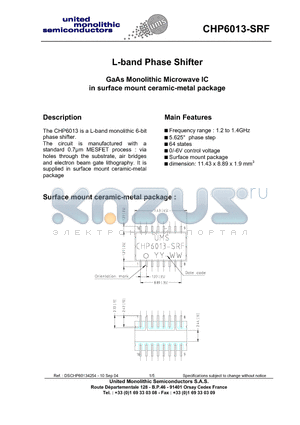 CHP6013-SRF datasheet - L-band Phase Shifter