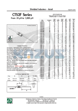 CTS2F-1R5J datasheet - Shielded Inductors - Axial