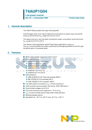 74AUP1G04GF datasheet - Low-power inverter