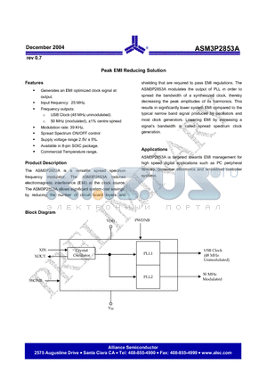 ASM3P2853AF-08-ST datasheet - Peak EMI Reducing Solution