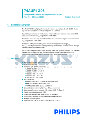74AUP1G06GF datasheet - Low-power inverter with open-drain output