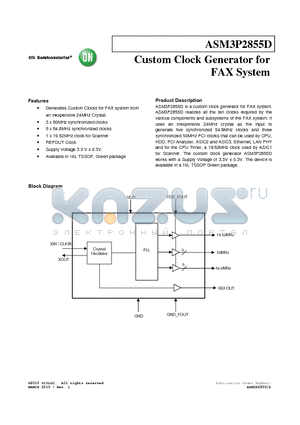 ASM3P2855D datasheet - Custom Clock Generator for FAX System