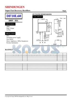 DF10L60 datasheet - Super Fast Recovery Rectifiers(600V 10A)