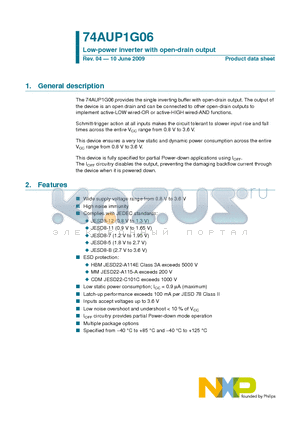 74AUP1G06GW datasheet - Low-power inverter with open-drain output