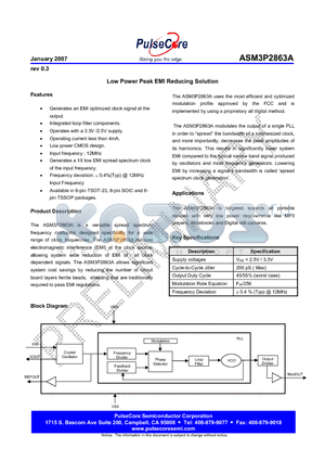 ASM3P2863AG-06OR datasheet - Low Power Peak EMI Reducing Solution