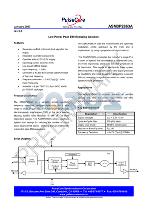 ASM3P2863AG-08SR datasheet - Low Power Peak EMI Reducing Solution