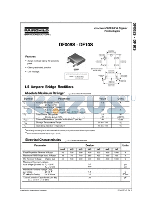 DF10S datasheet - 1.5 Ampere Bridge Rectifiers