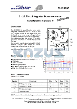 CHR3693 datasheet - 21-26.5GHz Integrated Down converter
