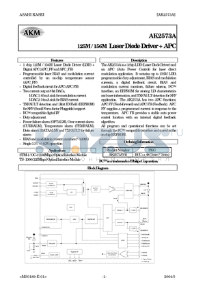 AK2573A datasheet - 125M / 156M Laser Diode Driver  APC