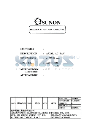 A1173-LSL datasheet - SPECIFICATION FOR APPROVAL