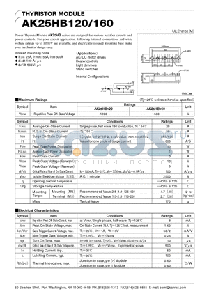 AK25HB120 datasheet - THYRISTOR MODULE