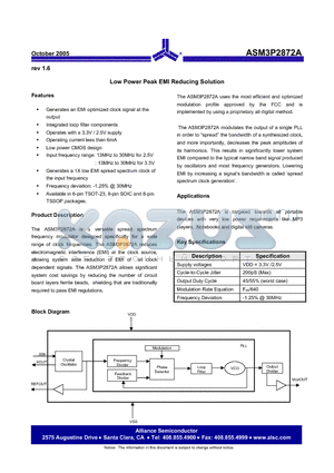 ASM3P2872AF-08ST datasheet - Low Power Peak EMI Reducing Solution