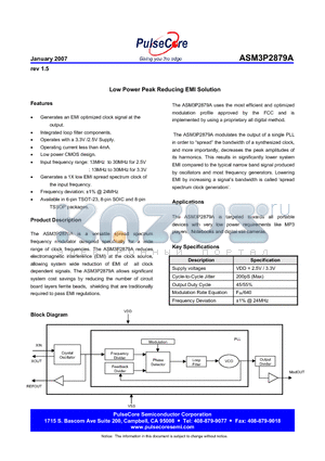 ASM3P2879AF-06OR datasheet - Low Power Peak Reducing EMI Solution