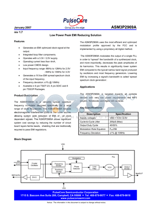 ASM3P2969A datasheet - Low Power Peak EMI Reducing Solution