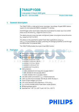 74AUP1G08GW datasheet - Low-power 2-input AND gate