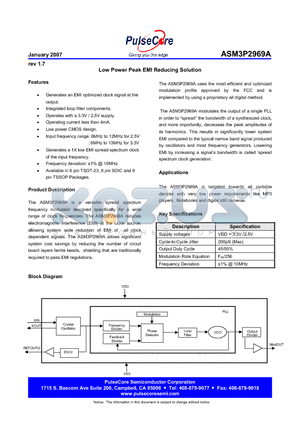 ASM3P2969AG-08SR datasheet - Low Power Peak EMI Reducing Solution