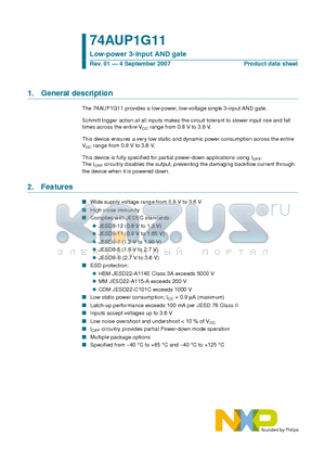 74AUP1G11 datasheet - Low-power 3-input AND gate