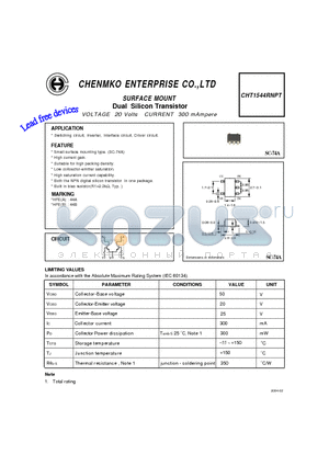 CHT1544RNPT datasheet - Dual Silicon Transistor