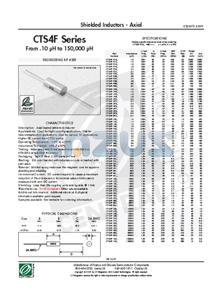 CTS4F-181K datasheet - Shielded Inductors - Axial