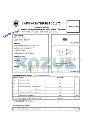 CHT2301PT datasheet - P-Channel Enhancement Mode Field Effect Transistor