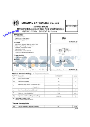 CHT2302WPT datasheet - N-Channel Enhancement Mode Field Effect Transistor