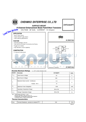 CHT2303PT datasheet - P-Channel Enhancement Mode Field Effect Transistor