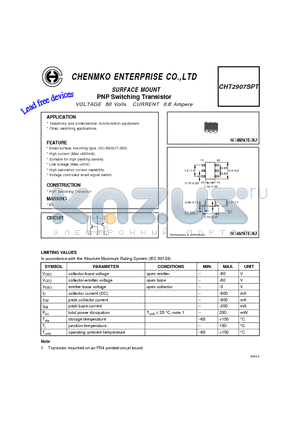 CHT2907SPT datasheet - PNP Switching Transistor