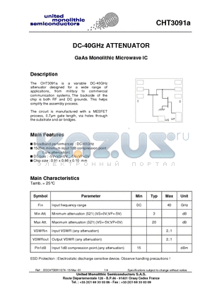 CHT3091A datasheet - DC-40GHz ATTENUATOR