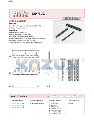 A11A08BS1 datasheet - DIP PLUG PICH 2.0mm