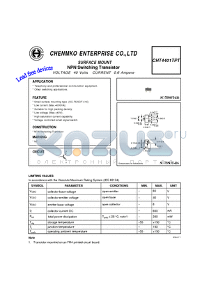 CHT4401TPT datasheet - NPN Switching Transistor