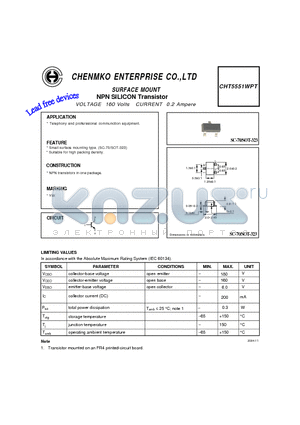 CHT5551WPT datasheet - NPN SILICON Transistor