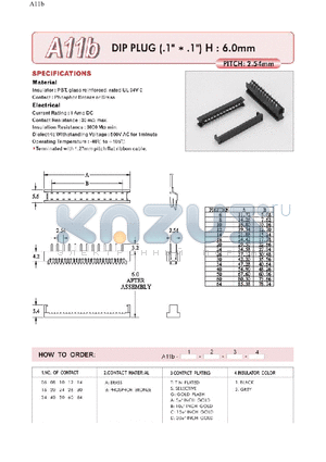 A11B06AT2 datasheet - DIP PLUG H:6.0mm PITCH:2.54mm