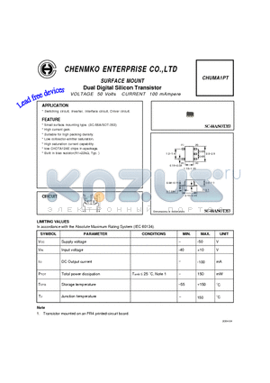 CHUMA1PT datasheet - Dual Digital Silicon Transistor