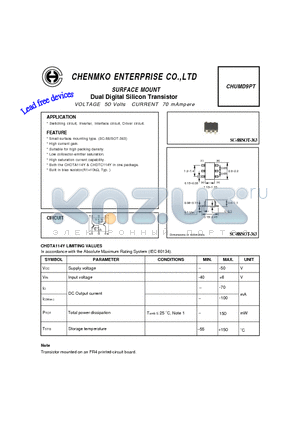 CHUMD9PT datasheet - Dual Digital Silicon Transistor