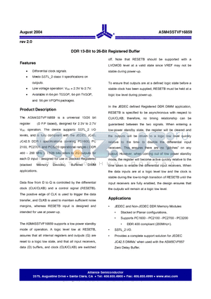 ASM4SSTVF16859 datasheet - DDR 13-Bit to 26-Bit Registered Buffer