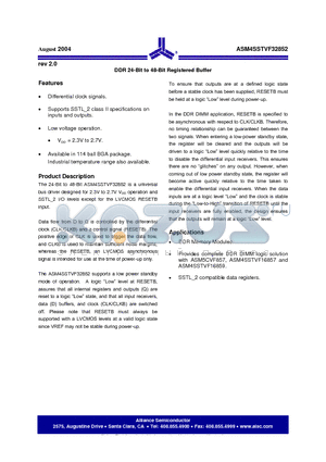 ASM4SSTVF32852 datasheet - DDR 24-Bit to 48-Bit Registered Buffer