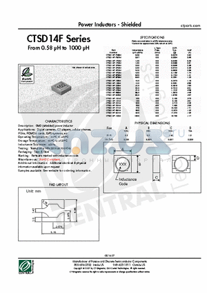 CTSD14F-2R0M datasheet - Power Inductors - Shielded