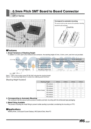 DF12A-36DS-0.5V datasheet - 0.5mm Pitch SMT Board to Board Connector