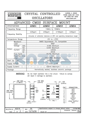 ASM52 datasheet - ADVANCED CMOS SURFACE MOUNT