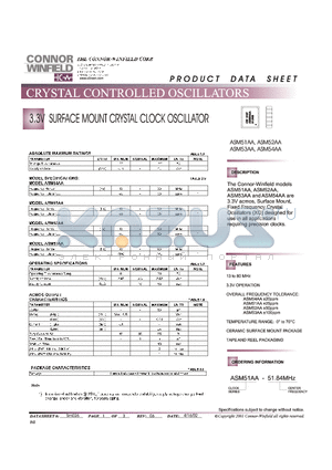 ASM53AA datasheet - 3.3V SURFACE MOUNT CRYSTALCLOCK OSCILLATORS