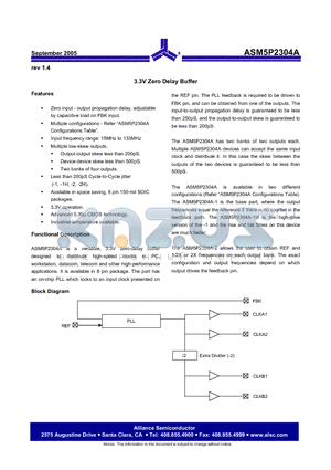 ASM5I2304AF-1H-08-ST datasheet - 3.3 V Zero Delay Buffer