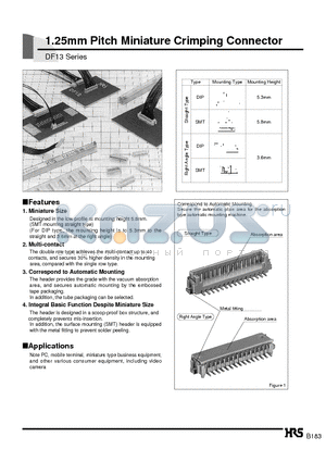 DF13-10DS-1.25DS datasheet - 1.25mm Pitch Miniature Crimping Connector