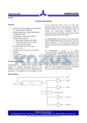 ASM5I2304B-1H-08-ST datasheet - 3.3V Zero Delay Buffer