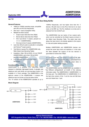 ASM5I2305A-1H-08-TR datasheet - 3.3V Zero Delay Buffer