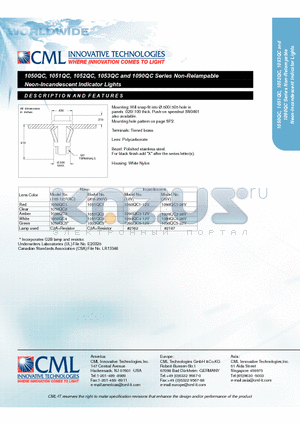 1090QC4-28V datasheet - Non-Relampable Neon-Incandescent Indicator Lights