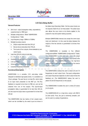 ASM5I2308AF-1H-16-SR datasheet - 3.3V Zero-Delay Buffer