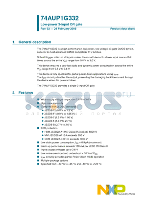 74AUP1G332GM datasheet - Low-power 3-input OR gate